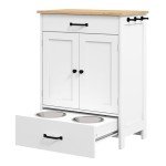 Dog Feeding Station Elevated Dog Bowls with Storage Dog Food Storage Cabinet Pet Feeding Station Dog Storage Organizer