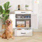 Dog Feeding Station Elevated Dog Bowls with Storage Dog Food Storage Cabinet Pet Feeding Station Dog Storage Organizer