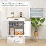 Dog Feeding Station Elevated Dog Bowls with Storage Dog Food Storage Cabinet Pet Feeding Station Dog Storage Organizer