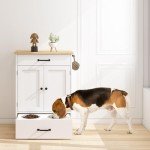 Dog Feeding Station Elevated Dog Bowls with Storage Dog Food Storage Cabinet Pet Feeding Station Dog Storage Organizer