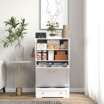 PawHut Dog Feeding Station with 2 Storage Cabinets, Pet Feeding Station with 2 Elevated Dog Bowls, Side Hooks, Anti-tip Kit, Hidden Pet Feeder Station for Feeding & Watering, White