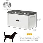 PawHut Dog Feeding Station with Storage Drawer, Dog Food Storage Cabinet with 2 Removable Elevated Dog Bowls for Large Sized Dogs, White