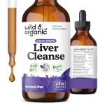 Wild & Organic Liver Cleanse Detox Tincture - Milk Thistle, Dandelion Root Herbal Complex - Liquid Liver Support Supplement - Vegan, Sugar & Alcohol-Free Milk Thistle Drops - 4 fl oz