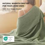 Cozy 100% Wool Pet Blanket in Olive Green