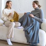 Alpaca Throw Blanket - Herringbone Rose 51x71 Inches