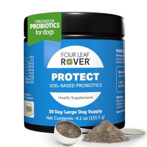 Four Leaf Rover Protect - Probiotics for Dogs - Veterinarian Formulated - with Natural Prebiotics and Antioxidants - Detoxification & Gut Health - 60 Day Large Dog Supply