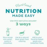 KOS Organic Spirulina Powder - USDA Certified Organic, 109 Servings of Superfood Powder for Smoothies & Juices, Non-Irradiated Blue Green Algae, Plant Based with Antioxidants, Vegan (13.5oz)