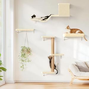 FUKUMARU Cat Wall Shelves with Climbing Post
