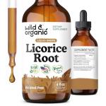 Wild & Organic Licorice Root Tincture - Digestive, Lung & Skin Support - Licorice Root Extract Liquid Drops - Vegan, Sugar & Alcohol-Free Supplement - 4 fl oz