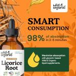 Wild & Organic Licorice Root Tincture - Digestive, Lung & Skin Support - Licorice Root Extract Liquid Drops - Vegan, Sugar & Alcohol-Free Supplement - 4 fl oz