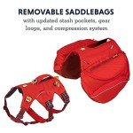 Ruffwear, Palisades Dog Backpack, Multi-Day Hiking Pack with Saddlebags and Hydration Bladders, Red Sumac, Large/X-Large