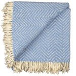 Prince of Scots Highland Tweeds Herringbone 100% Pure New Wool Throw (Sky Blue)