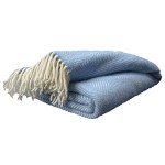 Prince of Scots Highland Tweeds Herringbone 100% Pure New Wool Throw (Sky Blue)