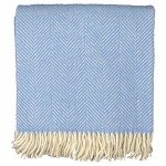 Prince of Scots Highland Tweeds Herringbone 100% Pure New Wool Throw (Sky Blue)