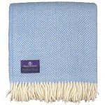 Prince of Scots Highland Tweeds Herringbone 100% Pure New Wool Throw (Sky Blue)