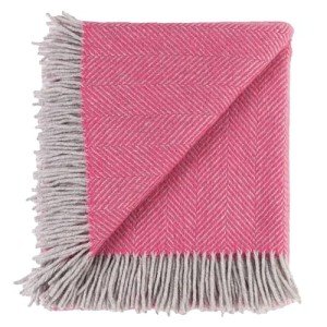 Prince of Scots Highland Tweeds Herringbone 100% Pure New Wool Throw (Magenta Pink)