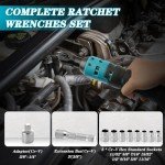 Cordless Ratchet Wrench Kit for Makita 18V Battery, 45 Ft-lbs 3/8" Power Ratchet Wrench Ratcheting Wrench Tool Kit, 8PCS Sockets, Extension Bar, 1/4" Adaptor, Variable Speed Trigger(Tool Only)