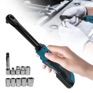 3/8" Cordless Extended Ratchet Wrench Compatible with Makita 18V Battery, Variable Speed Ratchet Wrench Electric Ratchet Wrench Set with 8Pcs Sockets & 1Pc 3/8" to 1/4" Adapter (No Battery Includes)