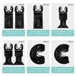 WORKPRO 23-Piece Metal/Wood Oscillating Saw Blades Set for Quick Release Multitool, Blades for Dewalt, Craftsman, Ridgid, Milwaukee, Rockwell, Ryobi and More