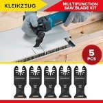 Kleinzeug Carbide Oscillating Tool Blades - Multitool Oscillating Saw Blades Universal Fit - Hard Material Cutting Kit for Metal, Wood and More - Rockwell, DeWalt, Porter-Cable, Dremel, Set of 5