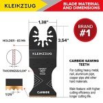 Kleinzeug Carbide Oscillating Tool Blades - Multitool Oscillating Saw Blades Universal Fit - Hard Material Cutting Kit for Metal, Wood and More - Rockwell, DeWalt, Porter-Cable, Dremel, Set of 5