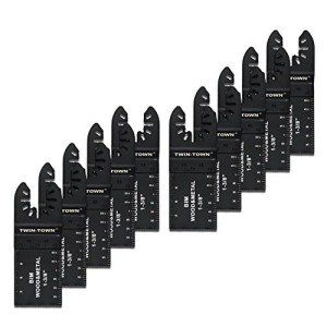 TWIN-TOWN 10PCS Wood/Metal Bi-Metal Oscillating Multitool Quick Release Oscillating Saw Blades Fits Fein Multimaster, Porter Cable, Black&Decker, Bosch Craftsman, Ridgid, Makita, Milwaukee, Dewalt
