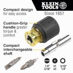 Klein Tools 6-in-1 Stubby Multi-Bit Screwdriver