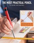 Nicpro Carpenter Pencil Set with Sharpener and Refills