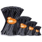 Assorted Black Zip Ties - 400 Pack 4” to 12”