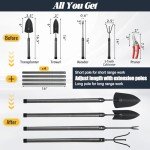 Stainless Steel Garden Tool Set with Long Handles