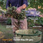 Fiskars Kangaroo Collapsible Garden Bag for Yard Waste, 30 Gallon Reusable Container for Lawn Care and Gardening