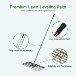 GreatBuddy Lawn Leveling Rake 30'' x 10", Heavy-Duty Stainless Steel Lawn Leveling Tool for Lawn, Soil, Sand, 78'' Extra Long Handle, Ideal for Yard, Garden
