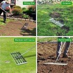 GreatBuddy Lawn Leveling Rake 30'' x 10", Heavy-Duty Stainless Steel Lawn Leveling Tool for Lawn, Soil, Sand, 78'' Extra Long Handle, Ideal for Yard, Garden