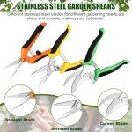 Ceksezx 3 Pack Stainless Steel Pruning Shears & Garden Scissors, Premium Handheld Clippers for Gardening, Plants, Flowers, Shrub Trimming - Ergonomic Design with Durable Blades
