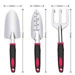 Garden Tool Set, 3 Pieces Aluminum Heavy Gardening Kit Including Hand Shovel, Transplant Shovel and Hand Rake with Soft Rubber Non-Slip Handle, Peoplewholovegardeningenjoy apleasant Experience