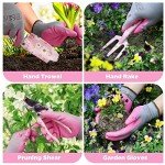 WORKPRO 5PCS Gardening Tools, Aluminum Heavy Duty Garden Tool Set with Bag, Ideal Gardening Gifts for Women, Pink