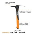 Fiskars IsoCore Pickaxe Mattock with Shock Absorbing Handle, 1.5 lb