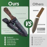 PERWIN Hori Hori Garden Knife, Garden Tools with Sheath for Weeding,Planting,Digging, 7" Stainless Steel Blade with Cutting Edge, Full-Tang Wood Handle with Hanging Hole