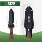 PERWIN Hori Hori Garden Knife, Garden Tools with Sheath for Weeding,Planting,Digging, 7" Stainless Steel Blade with Cutting Edge, Full-Tang Wood Handle with Hanging Hole