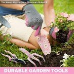 WORKPRO 5PCS Gardening Tools, Aluminum Heavy Duty Garden Tool Set with Bag, Ideal Gardening Gifts for Women, Pink