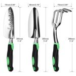 ZUZUAN Garden Tool Set, 3 Pack Aluminum Heavy Duty Gardening Kit Includes Hand Trowel, Transplant Trowel and Cultivator Hand Rake with Soft Rubberized Non-Slip Ergonomic Handle, Garden Gifts