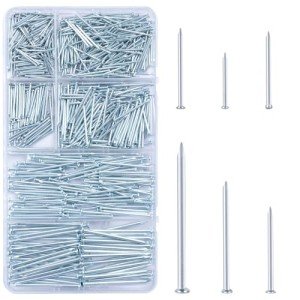 KURUI 700pcs Hardware Nails for Hanging Pictures, Assorted Kit, Up to 2" Long, Silver Galvanized Steel Picture Hanging Nails