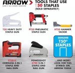 Arrow 504 Heavy Duty T50 1/4-Inch Leg Length, 3/8-Inch Crown, Staples for Upholstery, Construction, Furniture, Crafts, 1250-Pack