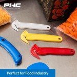 Pacific Handy Cutter Disposable Film Cutter NSF Certified Food Safe Safety Box Cutter & Bladeless Tape Splitter Perfect for Cryovac, Plastic Bags, & Shrink Wrap Yellow