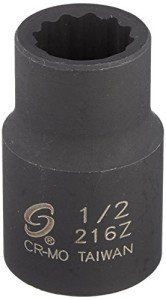 SUNEX TOOLS 216z 1/2-Inch Drive 1/2-Inch 12-Point Impact Socket