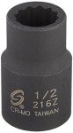 SUNEX TOOLS 216z 1/2-Inch Drive 1/2-Inch 12-Point Impact Socket