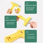 Razor Blade Scraper, 4" Scraper Tool with 10 Extra Replacement Metal Blades, Razor Scraper Remover for Cleaning Paint, Caulk, Adhesive, Label, Decal, Sticker from Window, Glass, Tile, Floor, Stove Top