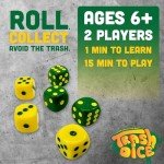 Big Discoveries Trash Dice - Fast-Paced Family Dice Game | Exciting 2-Player Board and Dice Game with Trash Can and Dice Set | for Travel, Party, and Games Night