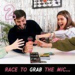Lucky Egg Official Grab The Mic – Family Karaoke Game, 8+ Year Olds, 2-10 Players - Board Game for Bad Singers with 250 Lyrics (125 Cards) for Hilarious Game Nights & Birthday Party, Kids Gift