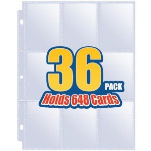 36 Pack 9 Pocket Page Protector, Sooez Trading Card Sleeves Pages Baseball for 3 Ring Binder, Sheets Standard Size Cards, Sport Game Business Cards